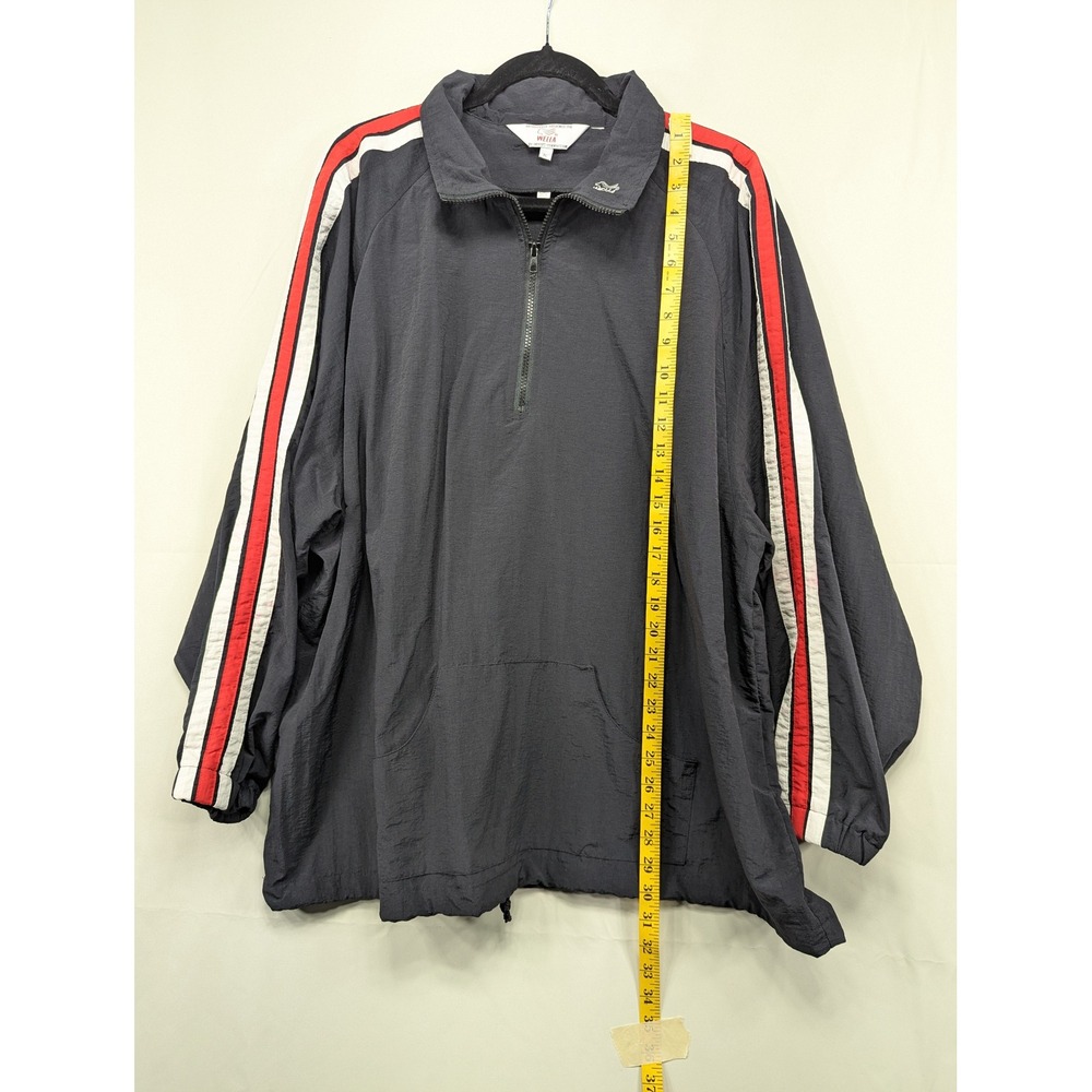 Wella XL Pullover Jacket Windbreaker Black Red White Stripe 1/4 Zip Front - Picture 5 of 11